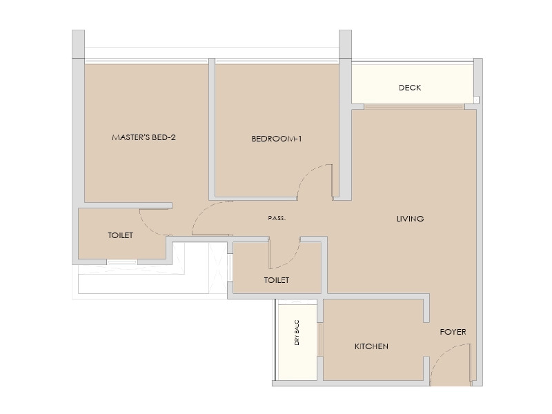 2 BHK Floor Plan - 700 Sq.Ft