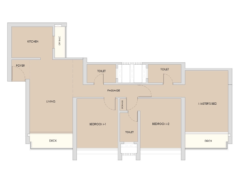 3 BHK Floor Plan - 1060 Sq.Ft