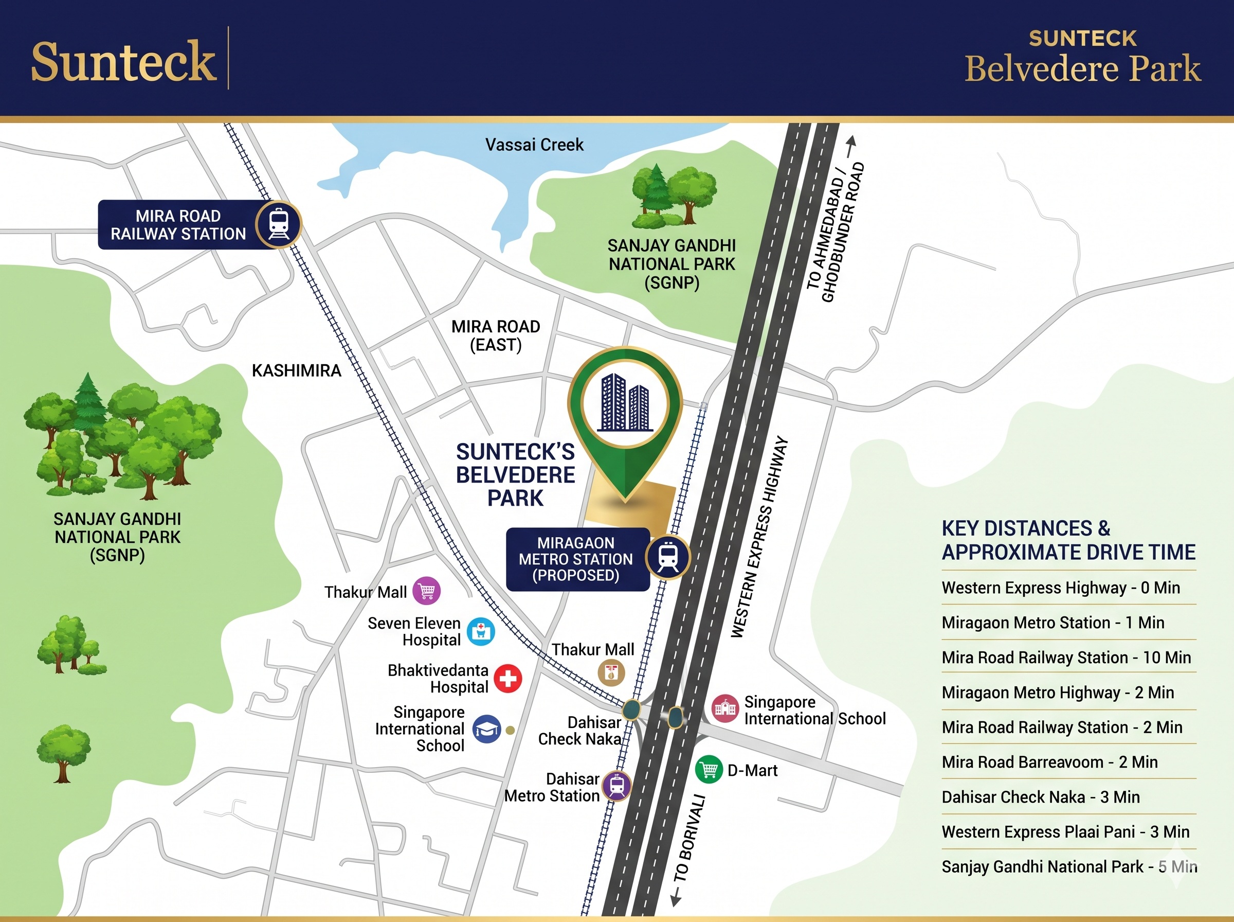 Sunteck Belvedere Park Location Map at Mira Road East, Mumbai